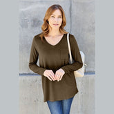 Basic Bae Full Size V-Neck Long Sleeve Top